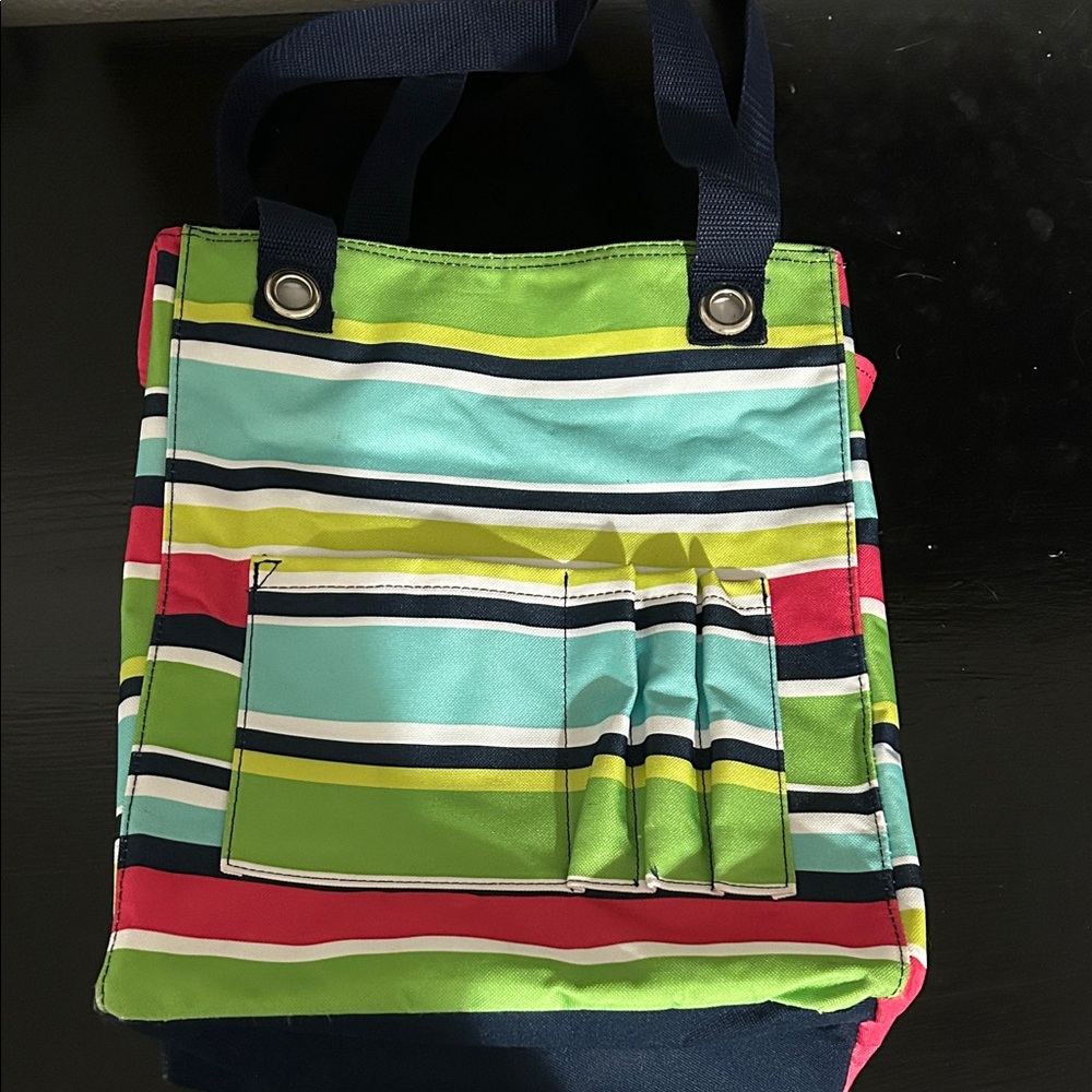 Thirty-One Striped Multicolor Tote Bag